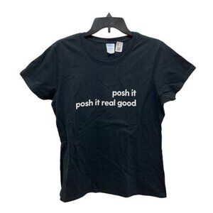 Posh It NEW Posh Merch Black and White Graphic Women's T-Shirt, Large